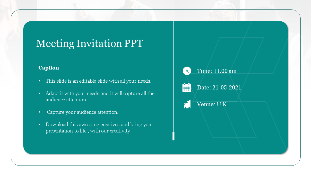 Free - Meeting Invitation PPT Template Presentation & Google Slides
